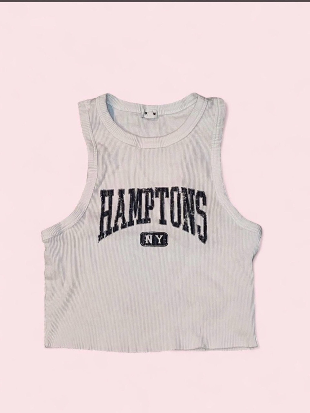 Garage Hamptons NY White Ribbed Crop Tank